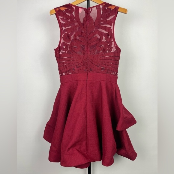 L’Atiste by Amy Red Embroidery Sheer Bust Tiered Skirt Dress - Picture 6 of 7